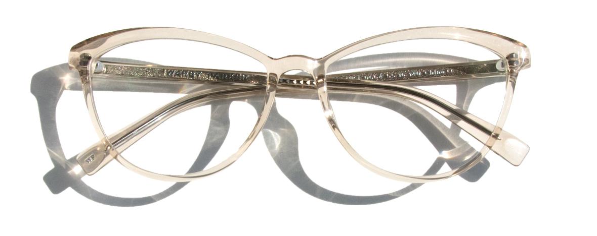 Champagne-colored translucent glasses frames