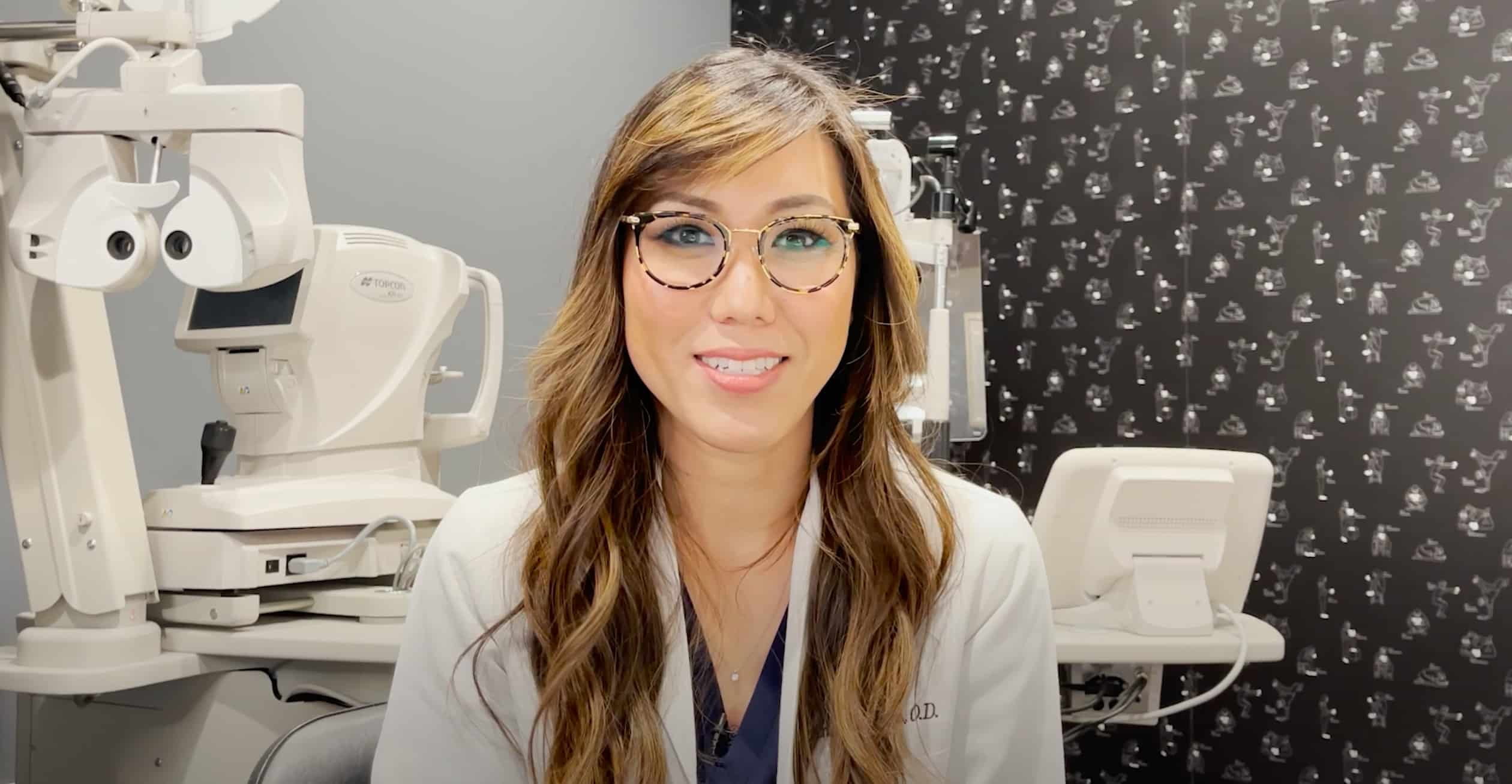 Smiling female optometrist