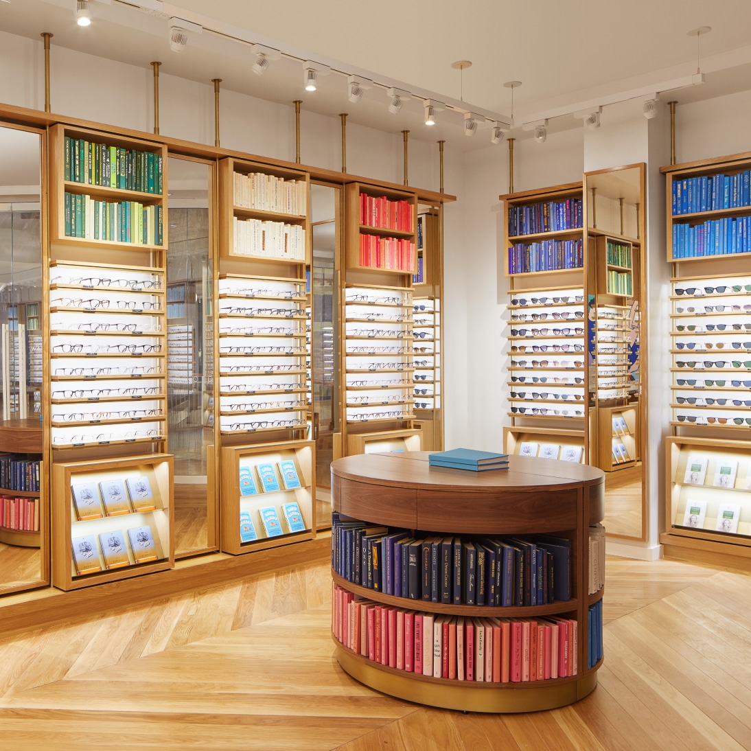 Colorful selection of glasses at a store