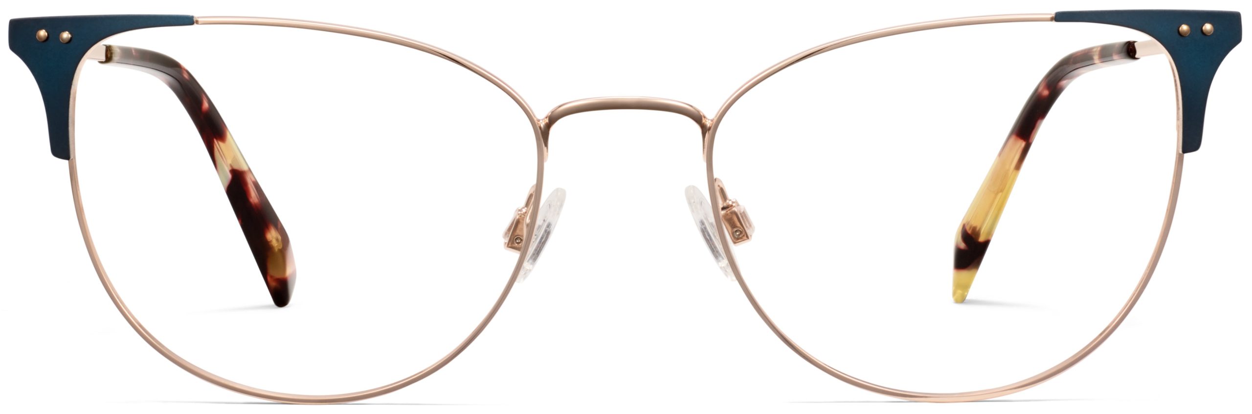 Ava glasses in polished gold with brushed navy