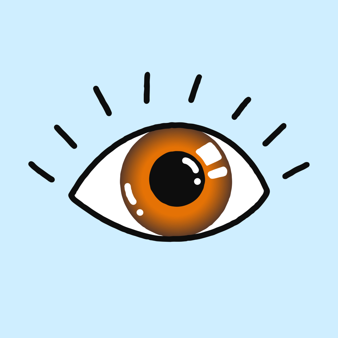 Illustration of an amber-colored eye