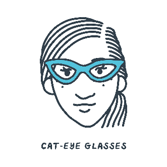 A diamond-shaped face wearing different styles of glasses