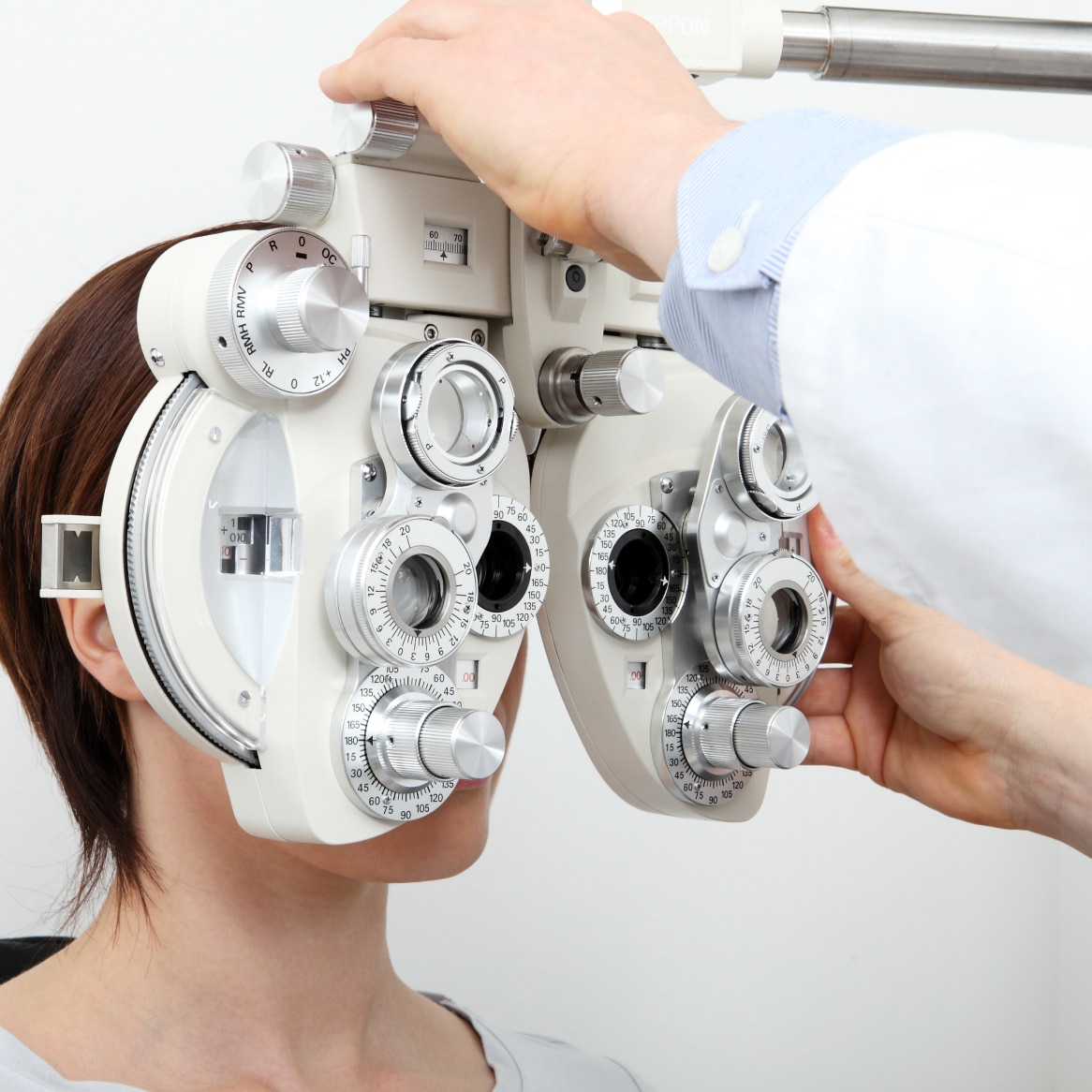Image of a patient with a phoropter