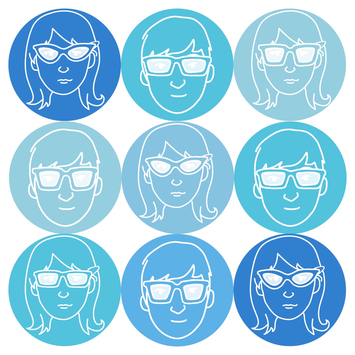Compilation of oval faces wearing sunglasses