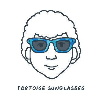 An animation of a heart shape face trying on sunglasses