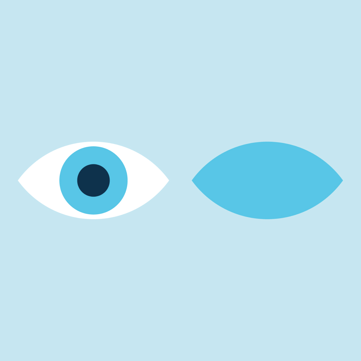 Illustration of one eye open and one eye closed
