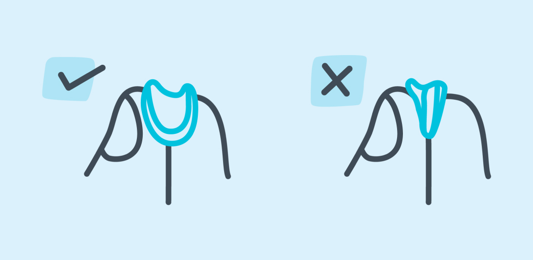 Illustration showing how to check if your contact is inside out using the taco test