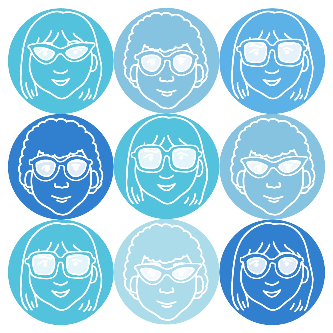compilation of heart shape faces wearing sunglasses