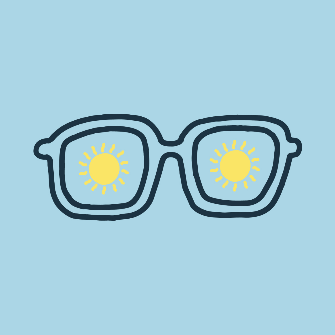 Illustration of a pair of glasses looking at the sun