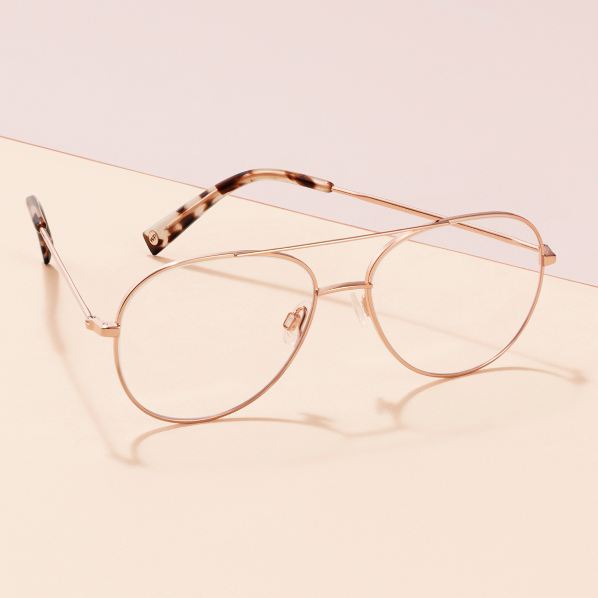 A pair of aviator-style eyeglasses