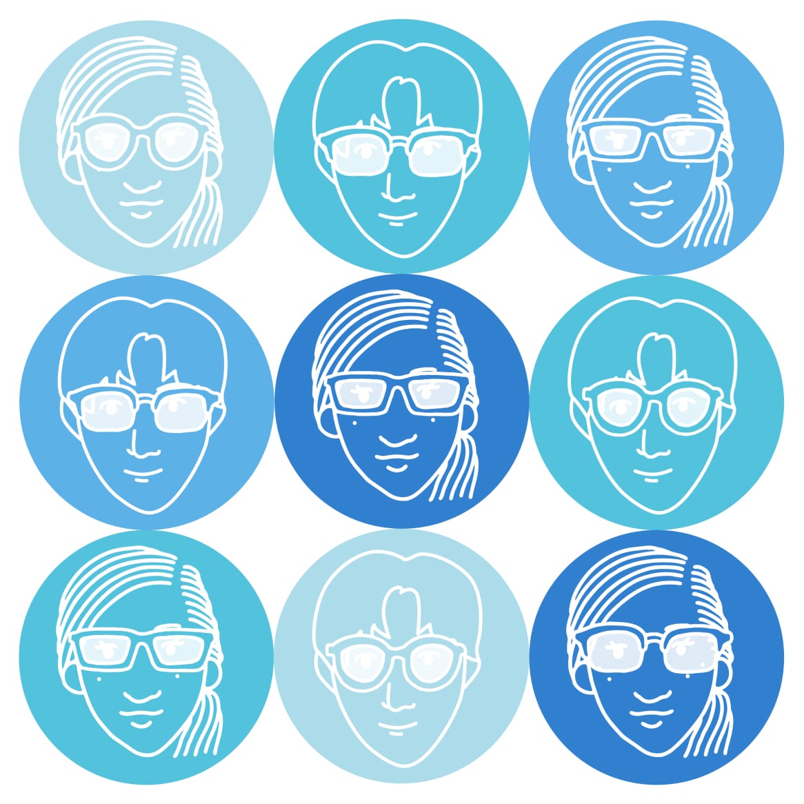Compilation of diamond-shaped faces wearing sunglasses