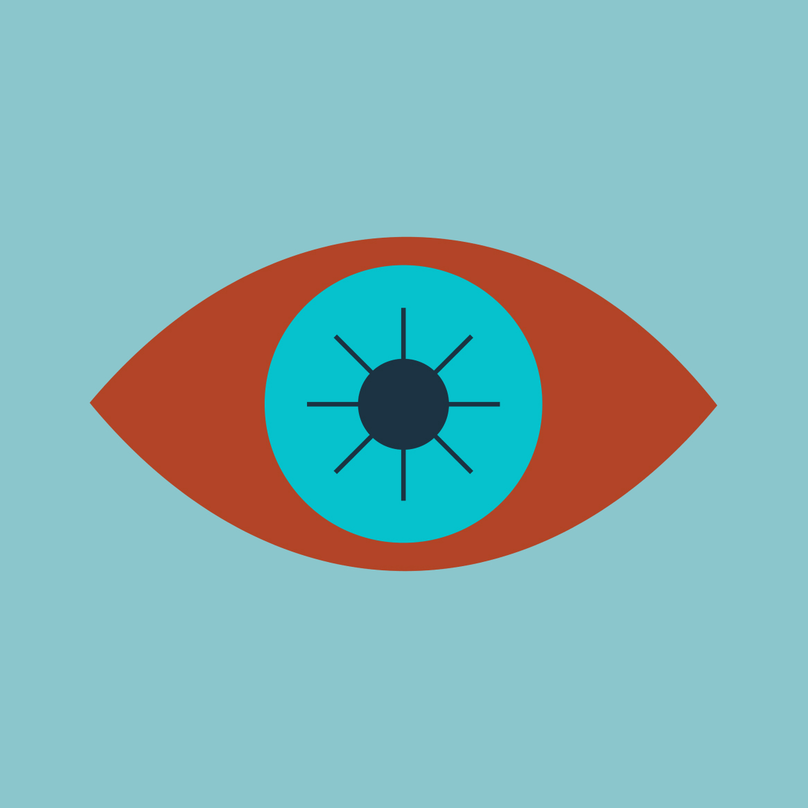 Illustration of an infected eye on a blue background