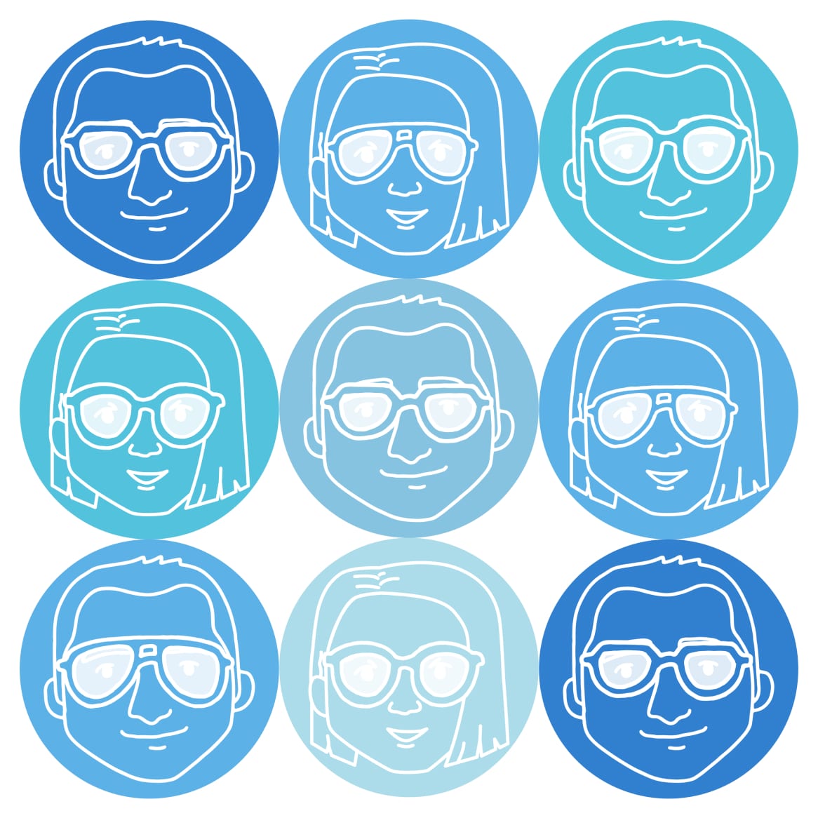 Compilation of square-shaped faces wearing sunglasses