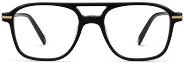 Brimmer Glasses in Jet Black with Polished Gold