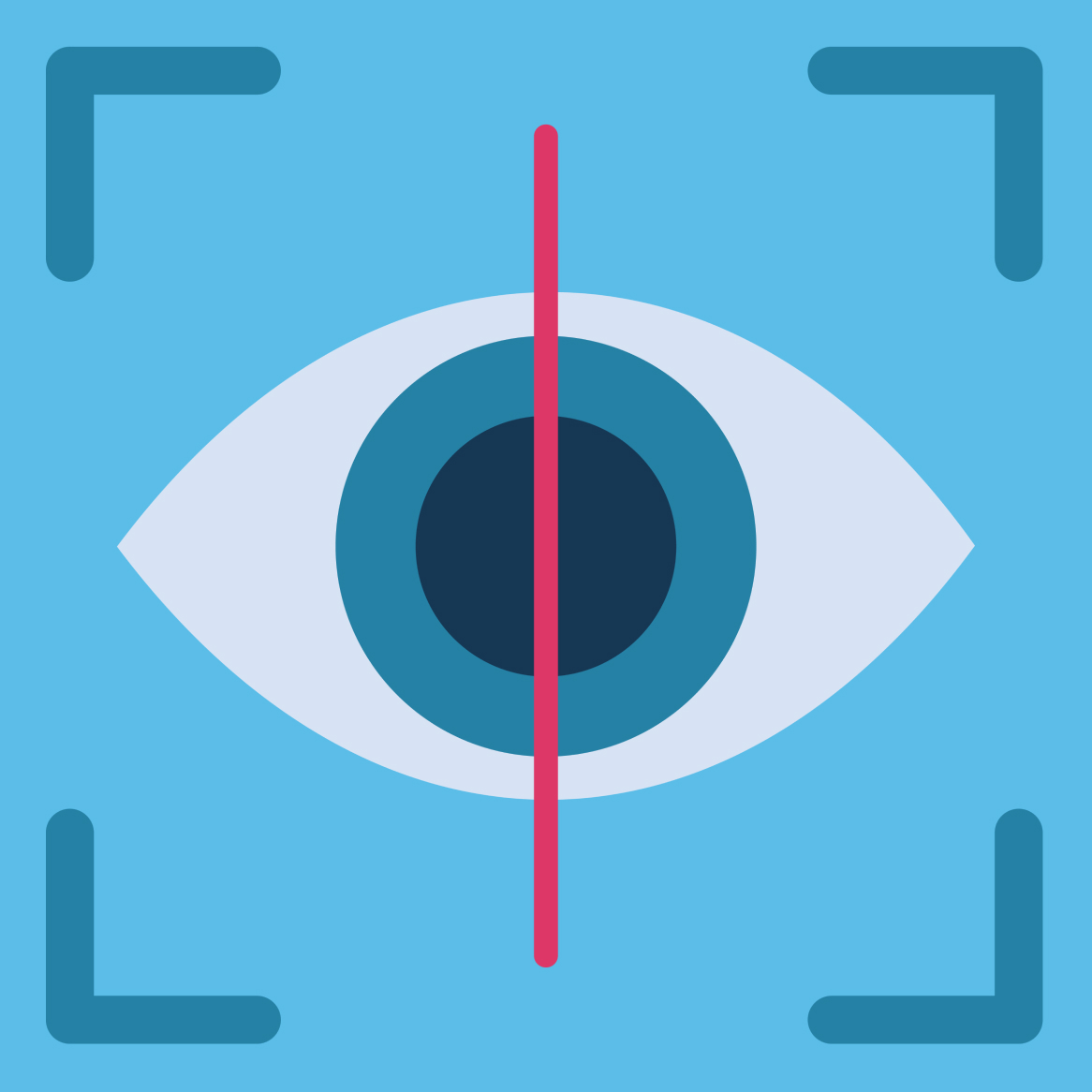 Illustration of an eye being scanned for retinal imaging