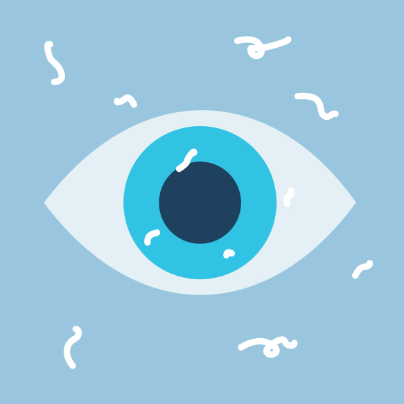 Stylized image of an eye with floaters