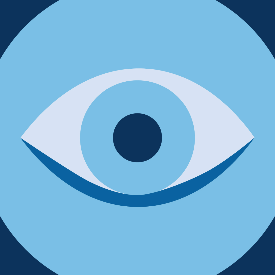 Stylized image of an eye with blocked tear ducts