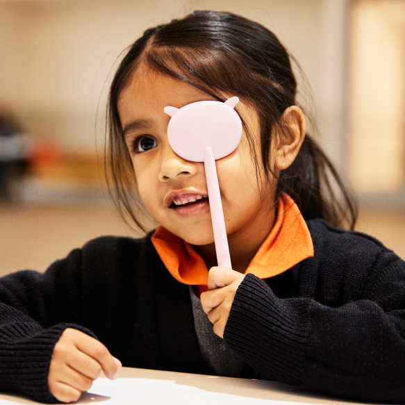 Child getting a pediatric eye exam