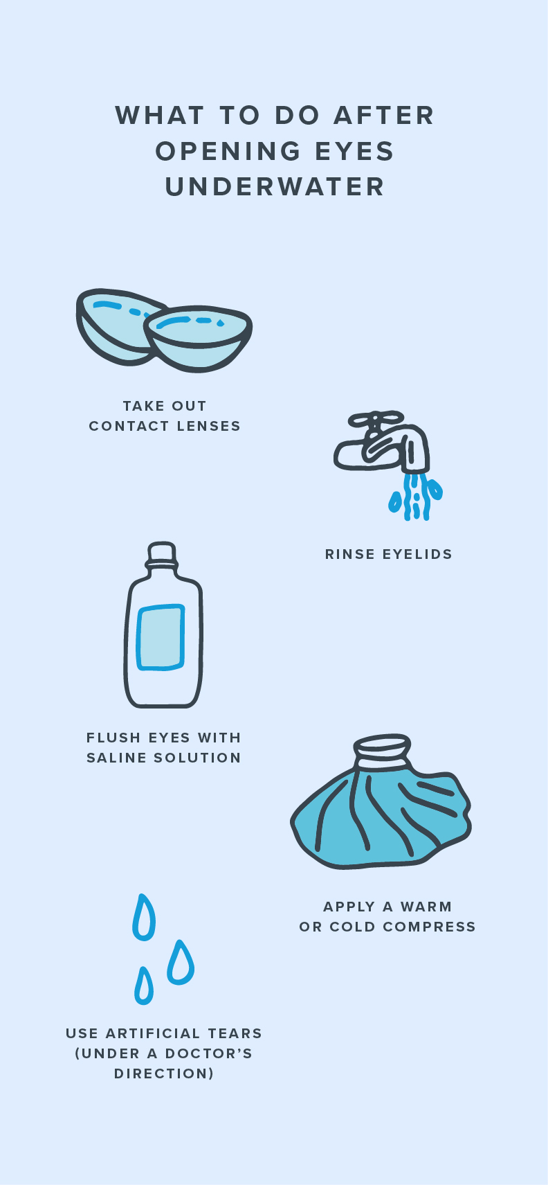 What to do after opening your eyes underwater.