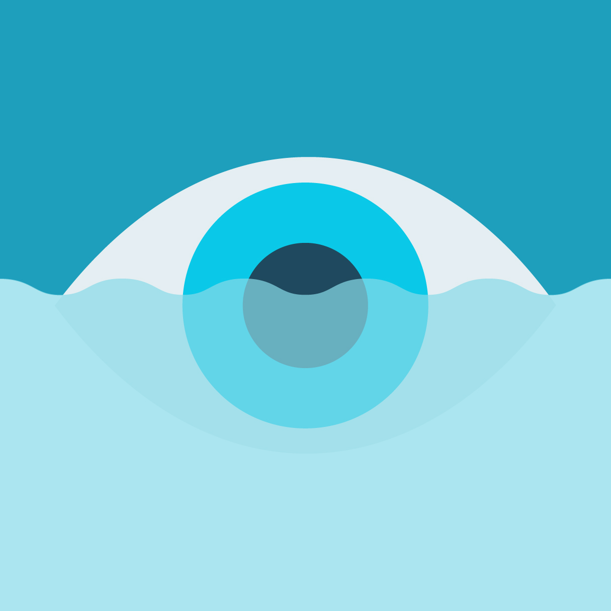 Illustration of an open eye underwater.