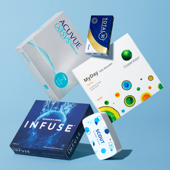 Different kinds of contacts on a blue background