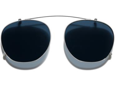 Carlton Clip-On sunglasses in Polished Silver with Blue Lenses