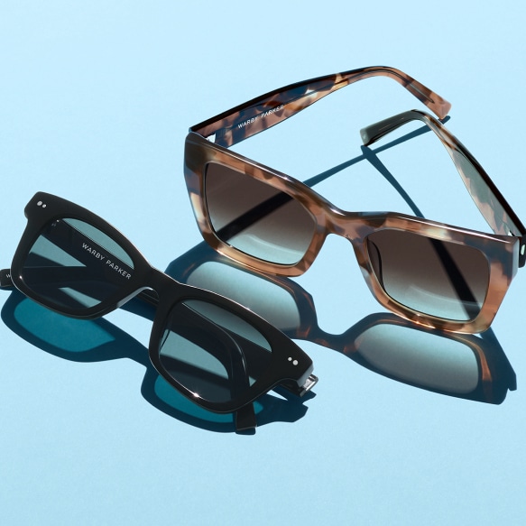 Sunglasses on a blue background